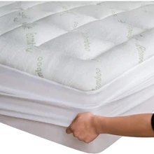 Bamboo Queen Mattress Topper - Thick Cooling Breathable Pillow Top Mattress Pad For Back Pain Relief - Deep Pocket Topper Fits 8-20 Inches Mattress - trắng - Xem 8