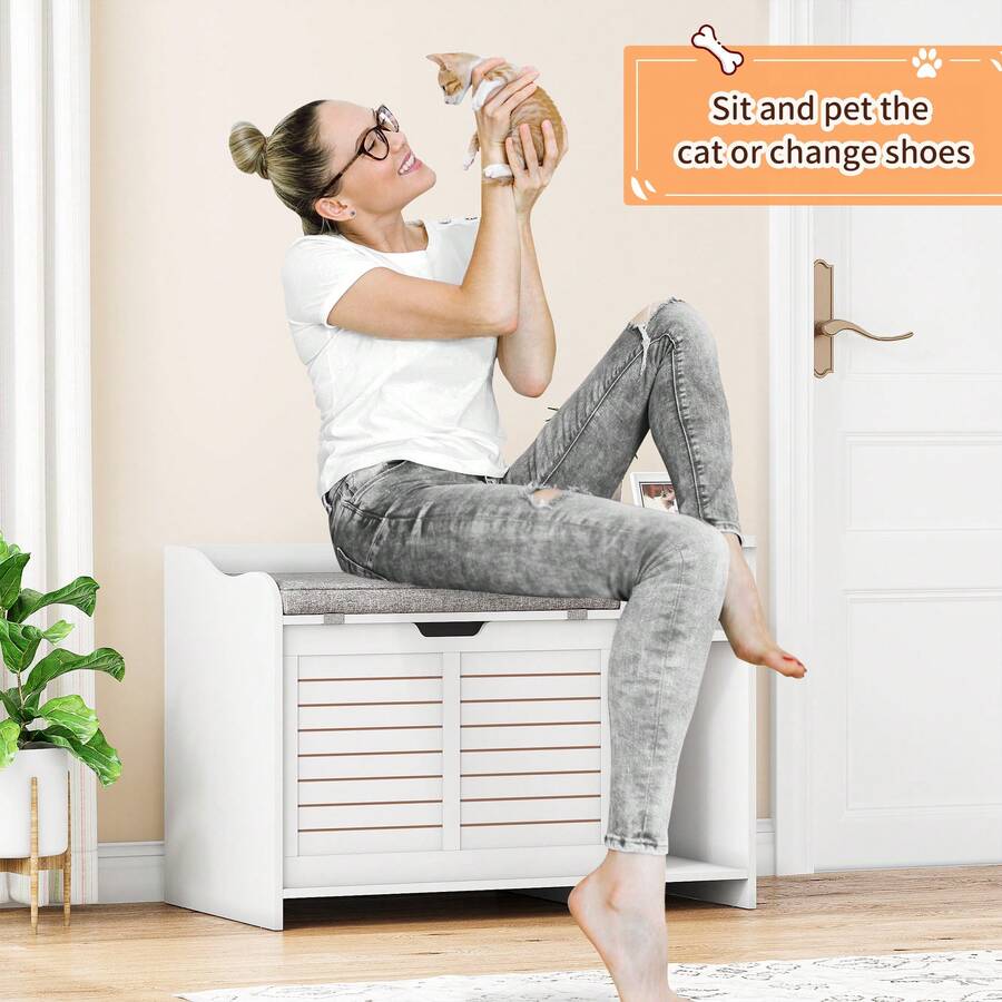 Garvee Litter Box Enclosure With Top Opening And Cushion, Hidden Cat