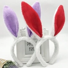 1pc Oversize Plush Rabbit Ear Headband Hair Hoop, Suitable For Party Decoration Halloween - Multicolor - View 2