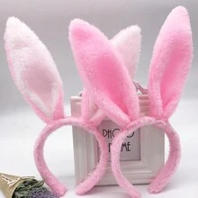 1pc Oversize Plush Rabbit Ear Headband Hair Hoop, Suitable For Party Decoration Halloween - Multicolor - View 3
