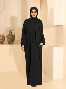 1 件带头巾的时尚休闲长袍，女士日常穿着的一体式服装，长度 148 厘米，2 种尺寸 - 彩色 - 查看 17