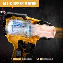 Cordless Heat Gun For Dewalt 18V / 20V Battery 350W Hot Air Gun, Portable Heat Gun With 4 Nozzles, For DIY Crafts, PVC Shrinking (Only Tool, No Battery) Tools - Yellow - View 6