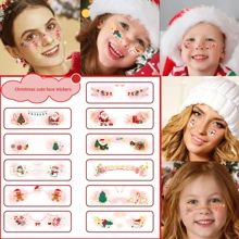 Christmas Face Temporary Tattoos, 11 Christmas Fake Blush Stickers, Kids Christmas Cute Makeup Stickers Cartoon Sweetheart Girls Temporary Tattoo Stickers