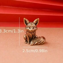 1pc Brass Imitated Fox Figurine, Metal Craft Micro Landscape Ornament Gift Birthday Gifts Graduation