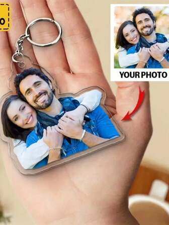 1 st personlig nyckelring med gravyr i färg - hängen i rostfritt stål och akryl, formade genomskinliga hängen för väskor och resväskor etc. - personliga alla hjärtans dag-presenter, julklappar, presenter inför skolans början, skolmaterial, lärartillbehör, perfekt för pappor, pojkvänner eller par, vänner, lärare