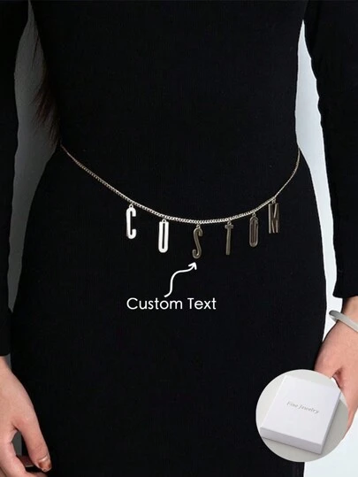 Cadena de cintura de acero inoxidable con colgante de letra inglesa personalizada de nicho de moda de lujo ligero, diseño de nicho único, lujo ligero de moda, muy adecuado para el Día de la Madre, San Valentín, cumpleaños, aniversarios, ceremonias de graduación, plateado, elegante, único, regalos ideales para ella, él, novio, novia, papá, mamá, familia, amigos, para aniversarios, para graduación, para baile de graduación, para fiestas, estudiantes de último año de secundaria, estudiantes universitarios, estudiantes universitarios, estudiantes de primer año, estudiantes de segundo año, estudiantes de cursos inferiores