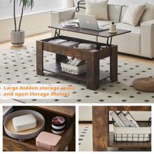 CLIPOP Lift Top Coffee Table, Wooden Coffee Table With Hidden Compartment And Open Storage Shelf,Modern Sofa Side Table Center Table For Living Room And Bedroom - Chocolate Brown - View 7