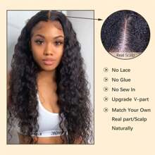 V Part Wig Water Wave Human Hair No Leave Out Upgrade Wigs Human Hair Wig Curly Wigs For Women V Part Wigs No Sew In No Glue