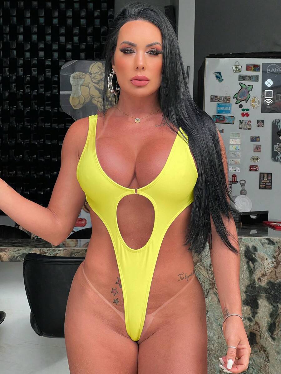 SHMODAS Ring Pool Swimsuit - 黃色 - 查看 1