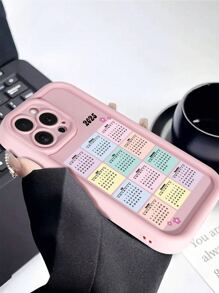 1 Ốp lưng kính lịch năm mới 2025, ốp bảo vệ họa tiết đá sa thạch hồng tương thích với iPhone 16, 13, 15, 15 Pro, 14 Pro, 14 Plus, 7/8 Plus, 11, 12 Pro Max, 13, 14 Pro Max, S24, S23, A55 - Hồng - Xem 2