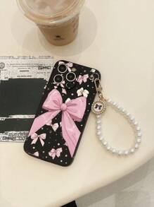 1 个黑色 TPU 蝴蝶结图案防摔手机壳和 1 个珍珠蝴蝶手链，兼容 Apple/Android/OPPO/Redmi 防水防震防刮 - 彩色 - 查看 2