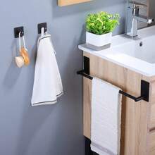 1pc Punch-Free Stainless Steel Bathroom Towel Rack Towel Single Rod Hanger Bathroom Storage Rack