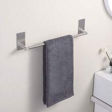 1pc Punch-Free Stainless Steel Bathroom Towel Rack Towel Single Rod Hanger Bathroom Storage Rack