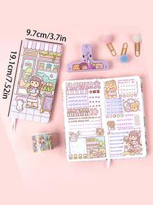 1 cuốn sổ tay bìa cứng sáng tạo Mini Mochi dạng lưới kèm bộ nhãn dán phù hợp, sổ nhật ký chấm bi dễ thương cho nữ, thích hợp để lập kế hoạch hàng ngày, ghi chú, trích dẫn cổ điển - Nhiều màu - Xem 9