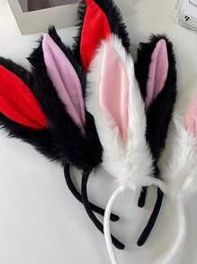 1 băng đô tai thỏ đen dài 3D mềm mại thanh lịch cổ điển dành cho phụ nữ đội vào dịp Halloween/đi chơi - màu đen - Xem 3