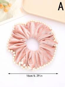 1 件大码蓬松星空仿珍珠发圈，高品质色块马尾辫夹，休闲优雅，涤纶，适合秋冬季 - 彩色 - 查看 10