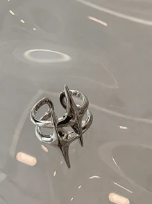 1 pièce Anneau ajustable géométrique en forme d'étoile pour homme, style punk européen et américain, hip hop. Idéal pour les banquets, les fêtes et les rendez-vous