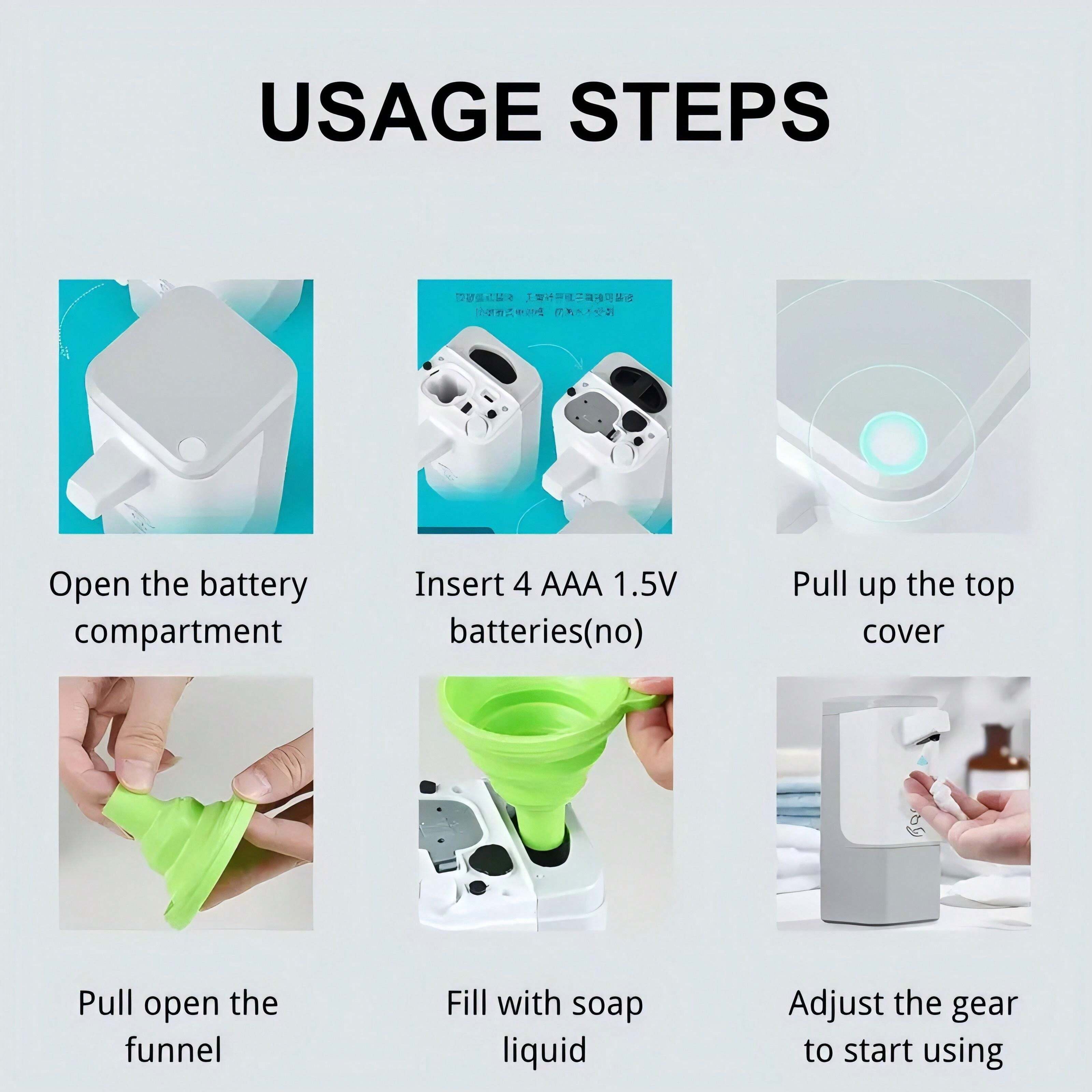 Automatic Soap Dispenser, Touchless Hand Free 3 Adjustable Volume