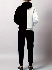 1 Set Plus Size Men Digital Print Casual Sweatshirt Suit