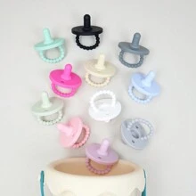 1pc Silicone Baby Pacifier, Multi-Color Available, Suitable For Baby Gripping, Christmas Gift - Multicolor - View 3