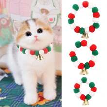 1 pièce Collier de Noël pour Animaux de Compagnie avec Cloche, Matériau en Peluche Pompon, Accessoire Mignon de Vacances pour Chiens et Chats, Décoration de Noël, Costume d'Animal de Compagnie, Accessoire Photo de Petit Animal de Compagnie, Meilleurs Cadeaux