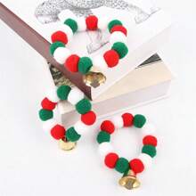 1 pièce Collier de Noël pour Animaux de Compagnie avec Cloche, Matériau en Peluche Pompon, Accessoire Mignon de Vacances pour Chiens et Chats, Décoration de Noël, Costume d'Animal de Compagnie, Accessoire Photo de Petit Animal de Compagnie, Meilleurs Cadeaux