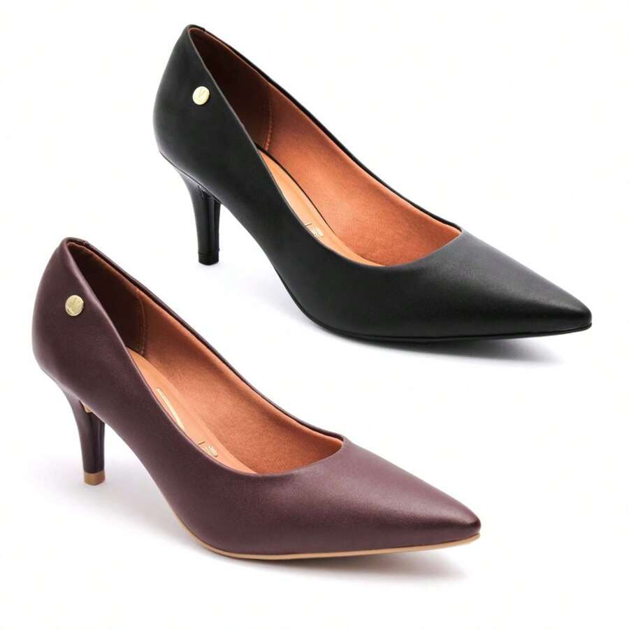 Kit 2 Vizzano Women's Pumps With Low Thin Heel Original - 黑與酒 - 查看 1