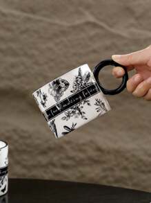 1 件带手柄的陶瓷咖啡杯，创意马克杯，早餐咖啡杯圣诞礼物，节日