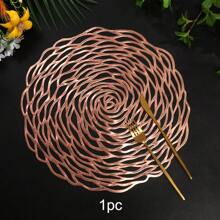 1pc/2pcs/4pcs/6pcs/8pcs Perforated Rose Gold Foil PVC Heat Insulation Non-Slip Mat, For Hotel & Restaurant Decor - Hollow Rose Placemat - View 18