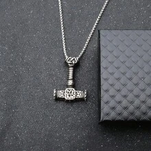 新品热销北欧锤子吊坠不锈钢项链男士珠宝 - 復古銀色 - 查看 5