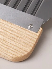 1pc Stainless Steel Wavy Cutting Knife With Wooden Handle, Wavy Potato Slicer, Creative Fruit And Vegetable Decorative Cutter, Suitable For Potatoes, Carrots, Cucumbers, Household Kitchen Tool, Random Wooden Handle Texture - Multicolor - View 10