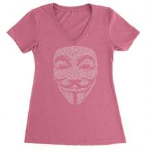 Anonymous Mask Ladies V-Neck T-Shirt - Hot Pink - View 1