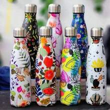 Stainless Steel Thermal Bottle With Floral Print 500ml Fitness Gym - ZALLUNA SC - 鳳梨 - 查看 2