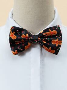 1 chiếc áo thun quà tặng tiệc Giáng sinh hình người đàn ông bánh gừng dành cho nữ có nơ điều chỉnh được - màu đen - Xem 3