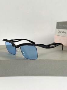 新款复古个性化 2TK 方形框架猫眼时尚眼镜，男女通用日常朋克风格休闲派对节日别致眼镜，适合日常穿着百搭秋冬女装商务休闲礼品海滩配饰女士时尚眼镜墨镜 - 彩色 - 查看 3