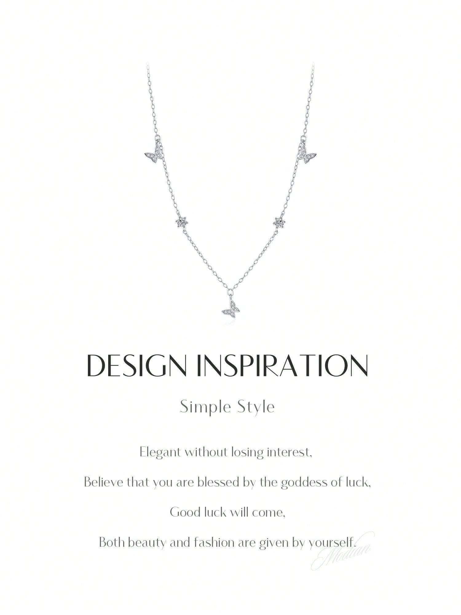 MODIAN 925 Sterling Silver Flying Butterfly CZ Necklace Simple Link