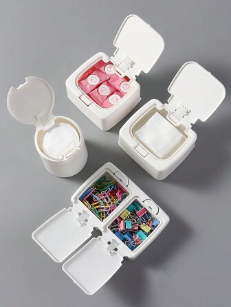 1 件家用收纳盒，适用于清洁棉签、珠宝、耳环收纳盒、桌面按压式收纳盒、发饰收纳盒清洁棉签盒迷你小物件整理盒，性别揭晓派对，非常适合生日、婚礼、派对，是送给同事、朋友和家人的完美礼物，适合返校