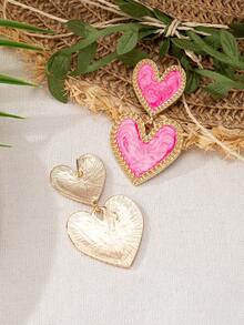 1 对 2024 情人节新款金属渐变色珐琅心形耳环，时尚创意高端个性百搭心形耳环，适合女士，适合派对、日常佩戴、情人节礼物 - 心形耳環 - 查看 11