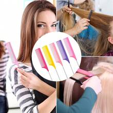 1 件装新款沙龙尖头尾梳，钢齿长尾染发挑染分区造型梳 - 彩色 - 查看 2