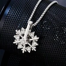 1 件装不锈钢锁骨链配圣诞雪花吊坠项链女士 - 彩色 - 查看 7