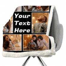 Personalized Customized Photos And Text, Family Or Lovers, Thick Wool Blanket, Soft And Warm Blanket For Nap, Suitable For Sofas, Office Beds, Camping Trips, Multi-Purpose Holiday Gift Blanket - Multicolor - View 5