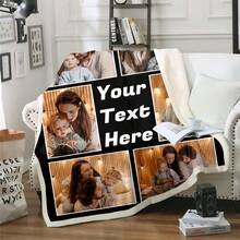 Personalized Customized Photos And Text, Family Or Lovers, Thick Wool Blanket, Soft And Warm Blanket For Nap, Suitable For Sofas, Office Beds, Camping Trips, Multi-Purpose Holiday Gift Blanket - Multicolor - View 6