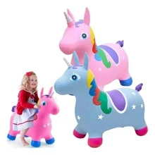 Inflatable Pony Unicorn Jumping Ride-On, Thickened Leather Inflatable Horse For Kids - Pink - View 4