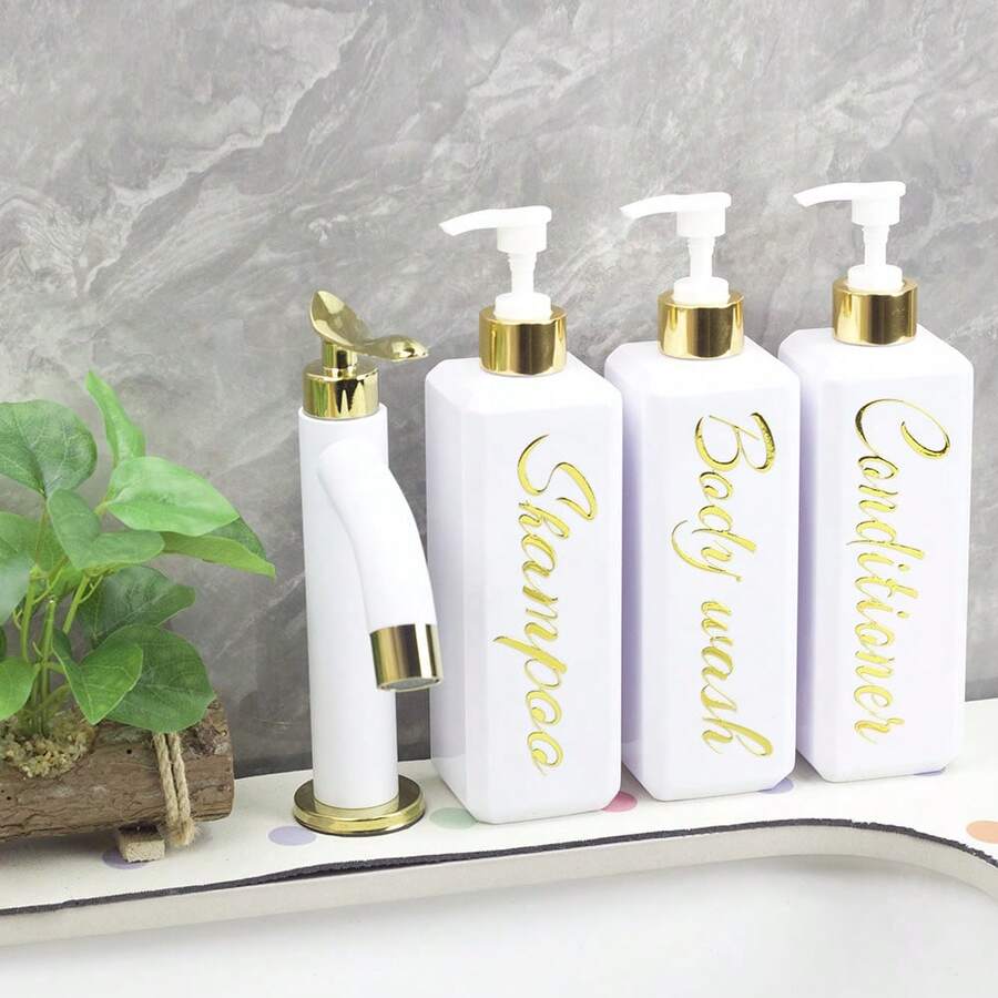3pcs 16.9oz Soap Dispenser Set, Suitable For Shampoo, Conditioner And