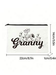 奶奶字母图案印花便携式拉链女士化妆包，收纳包，送给家人的好礼物，化妆品收纳，旅行必备，简约洗漱包，运动赛事装饰包，礼品袋，奶奶礼物，女神节礼物，生日礼物，周年纪念礼物，时尚手提包，满足日常出行需求，宠物食品和玩具收纳包，四种颜色可选 - 彩色 - 查看 11