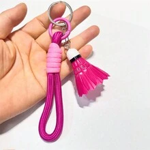 1 件独特的多色仿羽毛羽毛球钥匙扣吊坠，时尚体育纪念品，适用于简单的手机挂绳，马卡龙编织钥匙圈，汽车包钥匙扣，学生派对礼品配件 - 彩色 - 查看 6