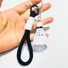 1 件独特的多色仿羽毛羽毛球钥匙扣吊坠，时尚体育纪念品，适用于简单的手机挂绳，马卡龙编织钥匙圈，汽车包钥匙扣，学生派对礼品配件 - 彩色 - 查看 4