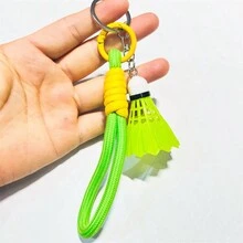 1 件独特的多色仿羽毛羽毛球钥匙扣吊坠，时尚体育纪念品，适用于简单的手机挂绳，马卡龙编织钥匙圈，汽车包钥匙扣，学生派对礼品配件 - 彩色 - 查看 5