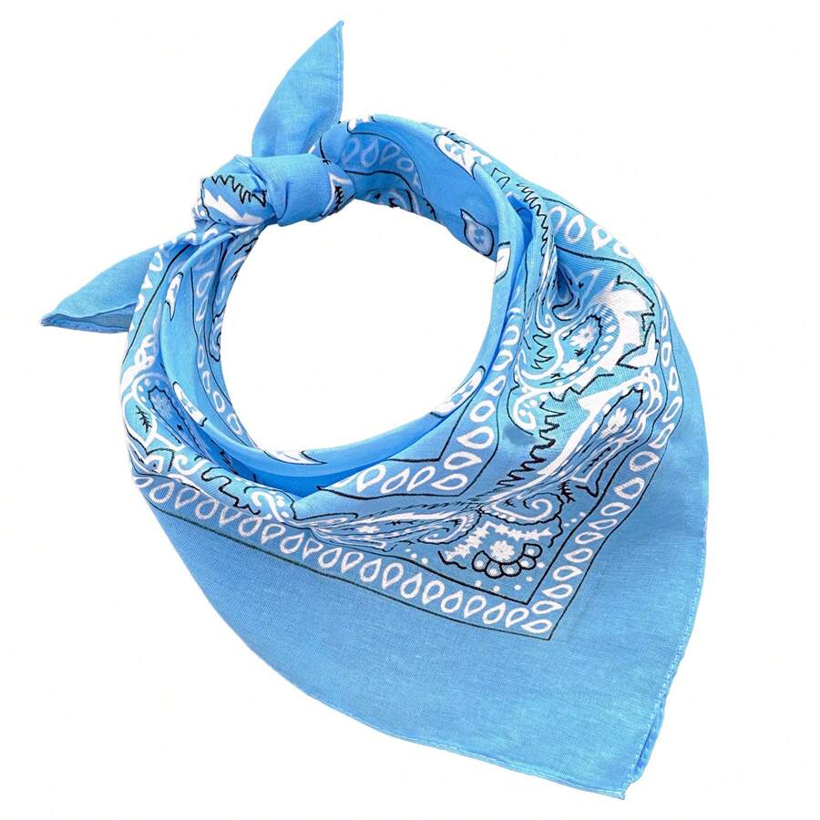 JOPHY & CO. BANDANA 100% Cotton SET Of 3/5/10 For Women Men Children Unisex Paisley Pattern COD. A644 - 淺藍色 - 查看 1