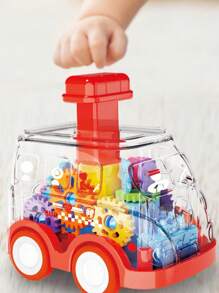 Zabawkowy samochodzik z przezroczystym mechanizmem naciskowym dla niemowląt, edukacyjny prezent dla niemowląt, zabawka edukacyjna (niektóre akcesoria w losowym kolorze)